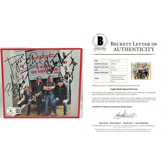 Foghat Signed 8 Days on the Road CD Cover Beckett BAS LOA All 4 Sigs Autographed - Picture 1 of 9